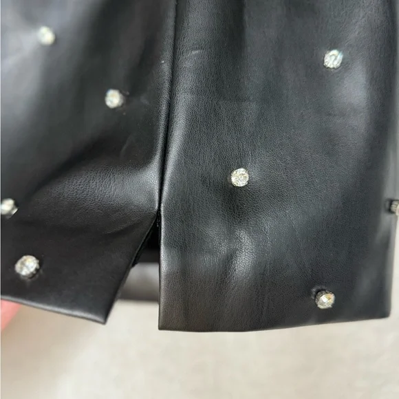 Black Mini Skirt with Bedazzled Accents - Picture 2 of 5